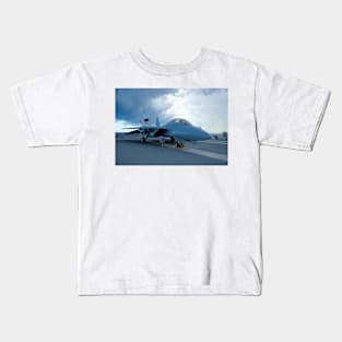 F-14 Tomcat On USS Yorktown with the American Flag Kids T-Shirt
